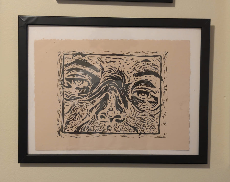 Thousand Yard Stare Lino Print